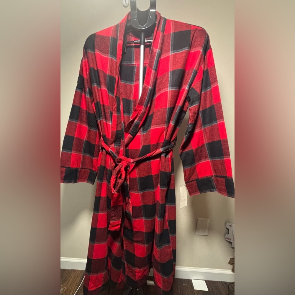 Stars Above Red and Black Plaid Robe